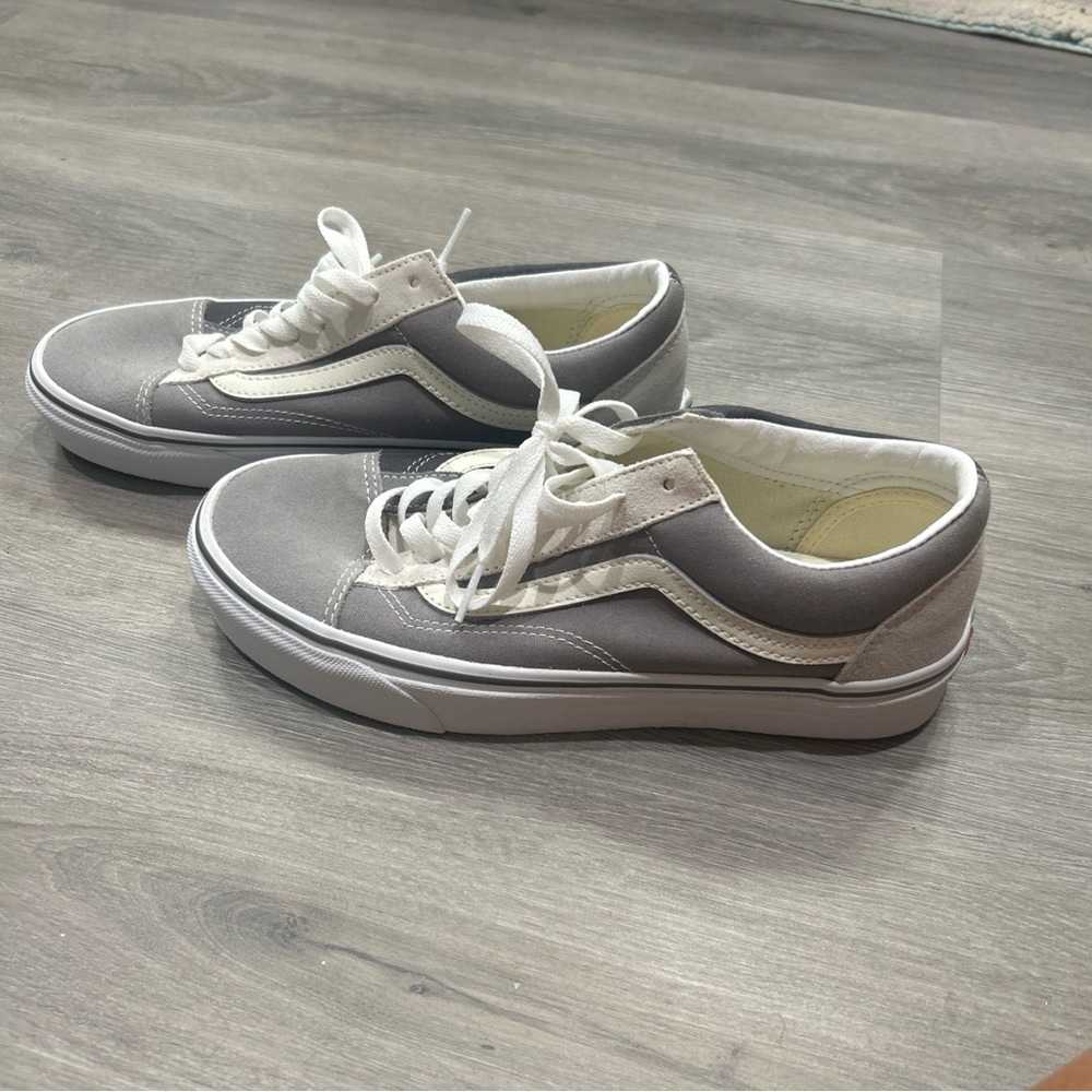 Gray and White Low-Top Sneakers